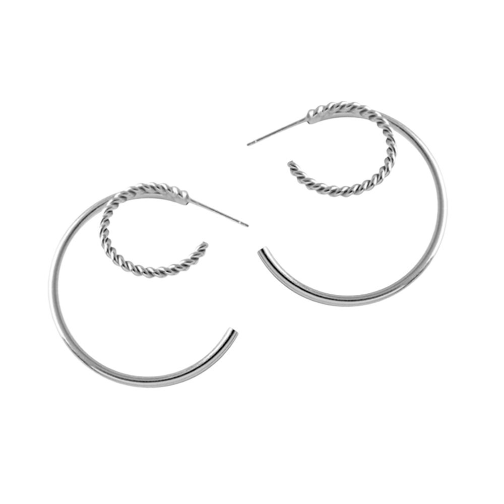 헤미안 실버 925 듀얼 트위스트 링 은 귀걸이 HE2507113 70,900원