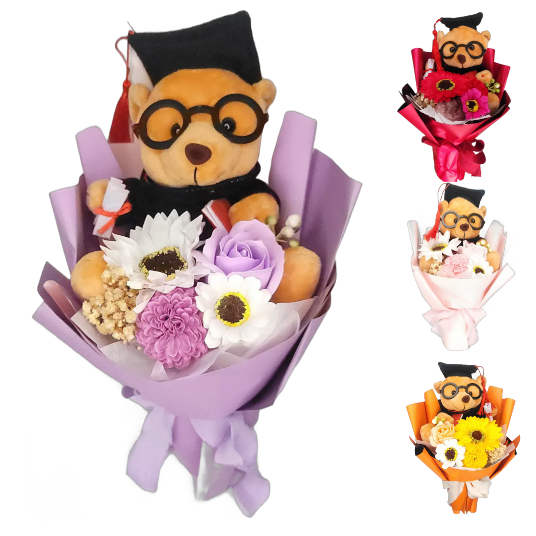 리랑온 학사모 곰돌이 졸업 꽃다발 전용케이스, 1개, 퍼플 19,800원