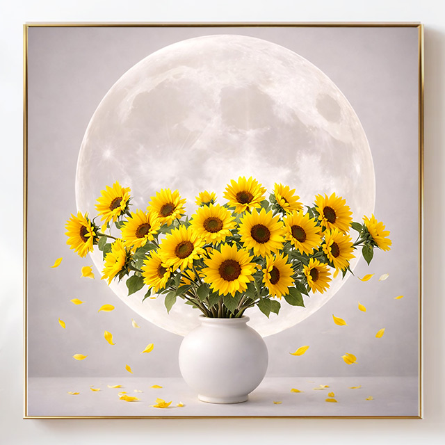 [하루애디자인] 해바라기 달항아리 그림 액자 돈들어오는 그림 풍수 인테리어 재물운 개업 집들이선물, 화이트 57,000원