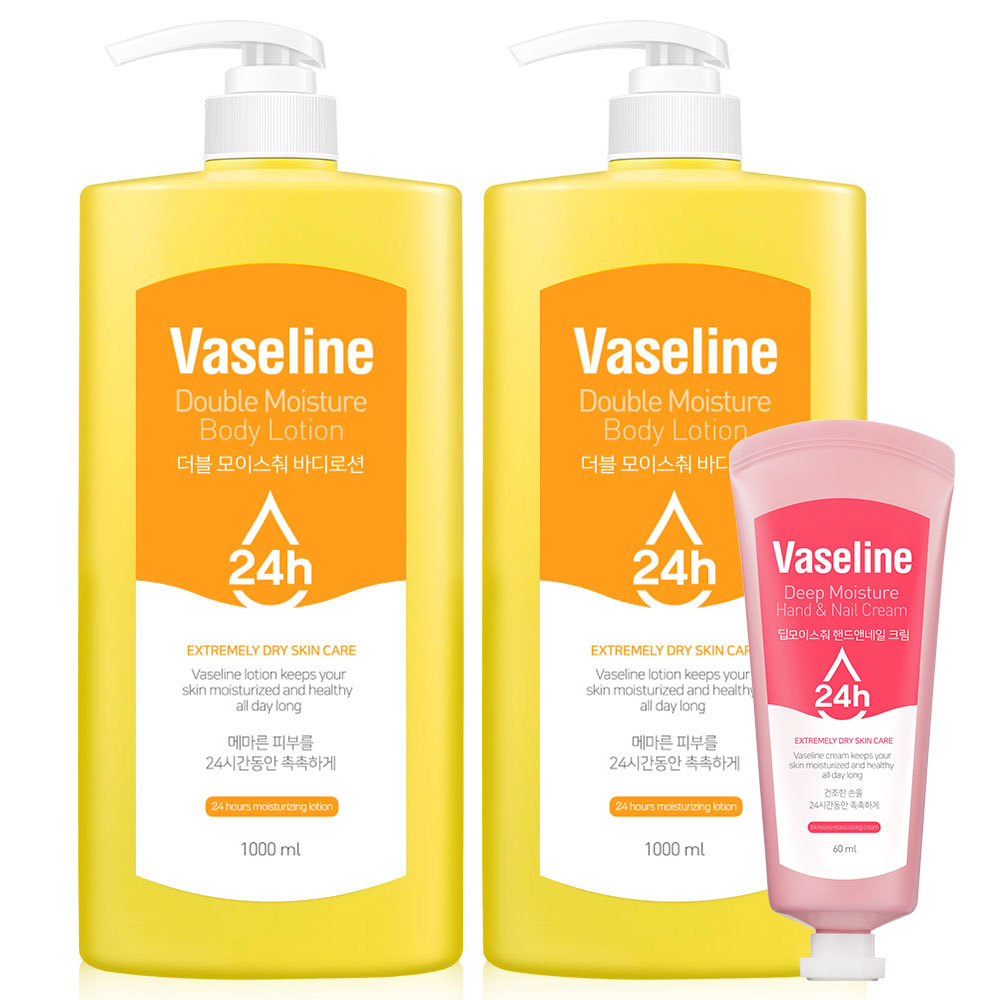 바세린 더블 모이스춰 바디로션 1L 2개+ 핸드크림 60ml 1개, 1개 15,900원