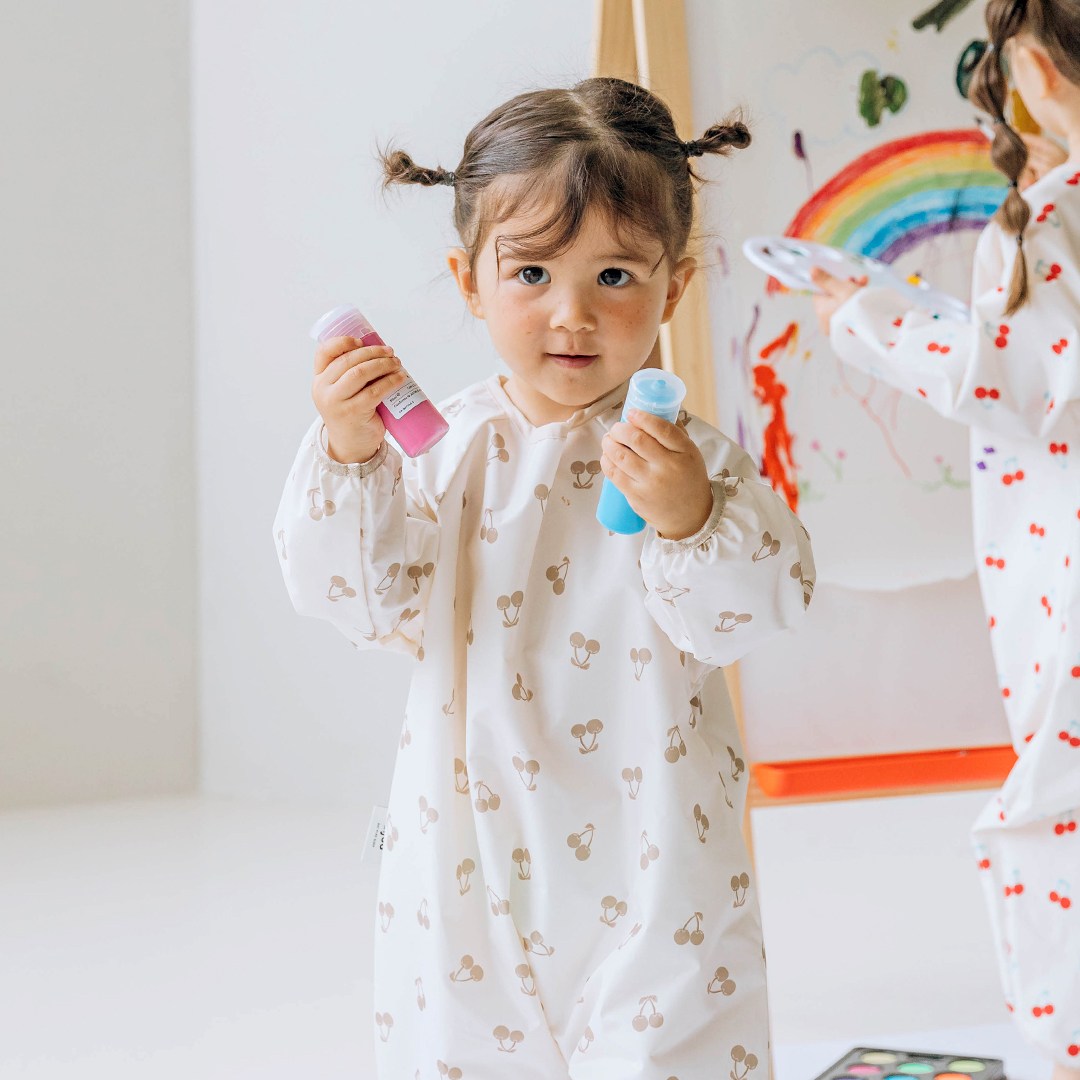 아이주 아기 유아 미술가운 촉감 놀이 전신 돌 어린이 모래놀이옷 갯벌체험 키즈 옷 방수, 크림체리 29,900원