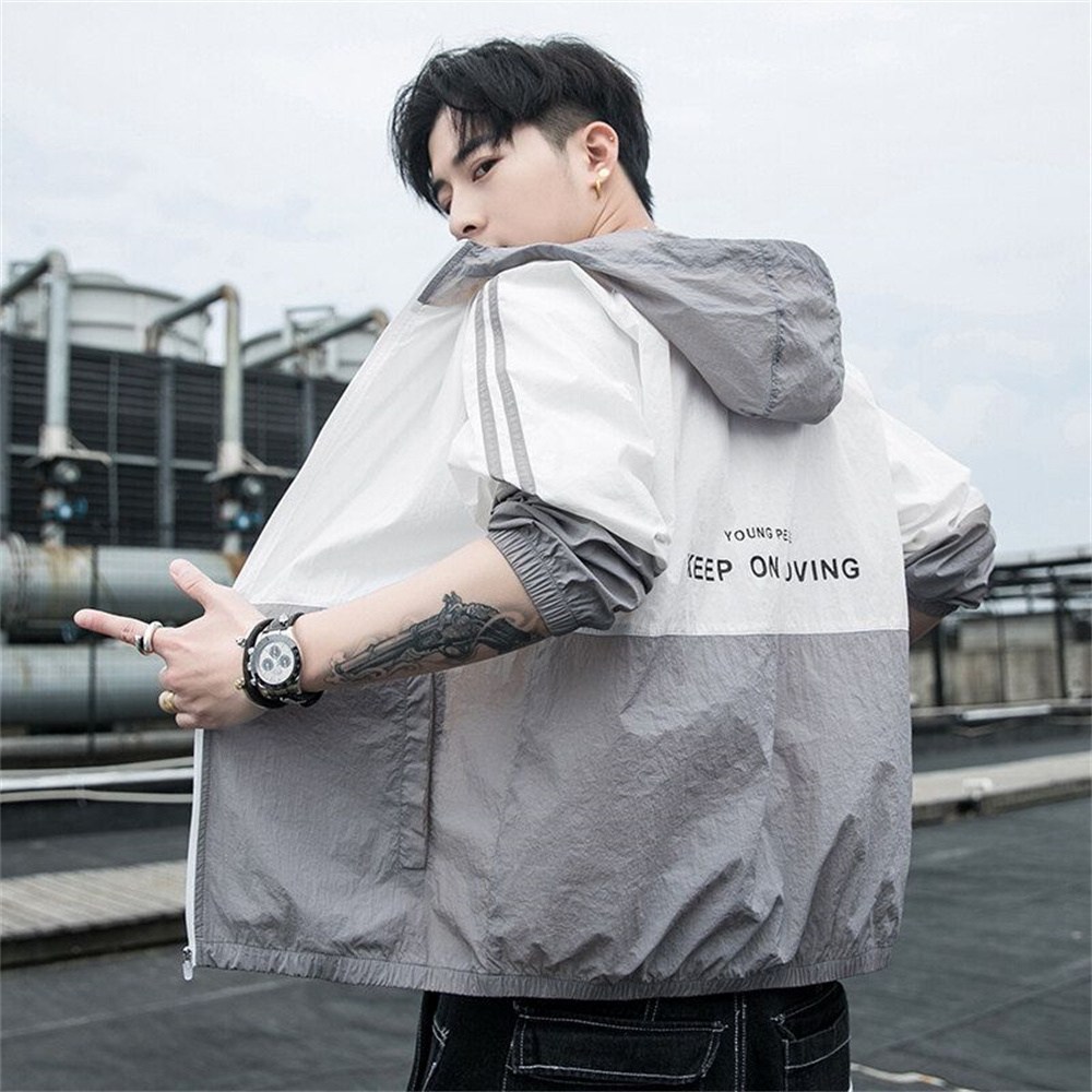 besteffie 남성용 얇은 경량 방풍 후드 자켓 자외선 차단 캐주얼 오버사이즈 바람막이 K51 24,260원