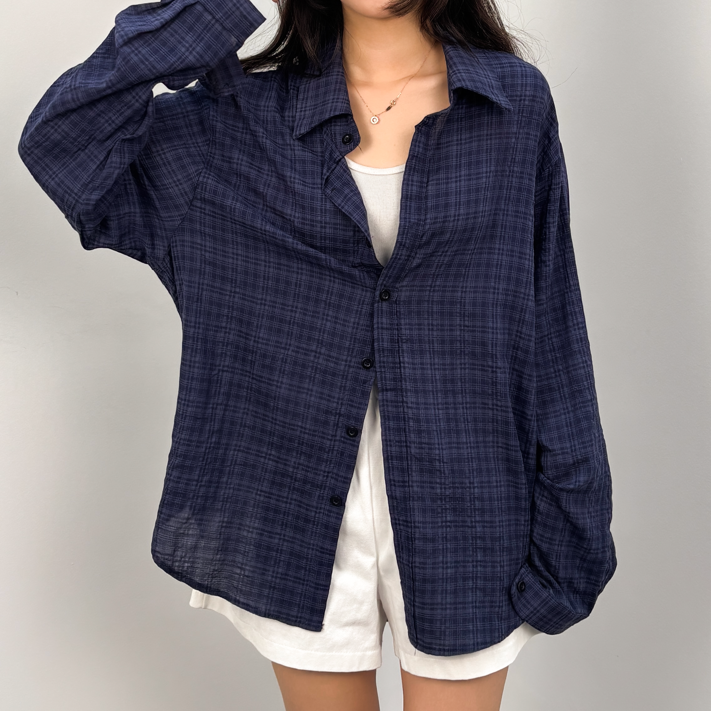 온리유즈 살안타 거즈 린넨 체크 셔츠 빅사이즈 22,800원