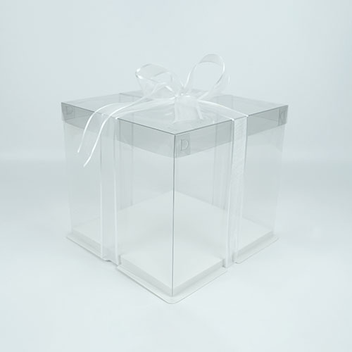 천운패키지 케이크 상자 2단 2호 + 리본 세트, 투명, 1세트 9,000원