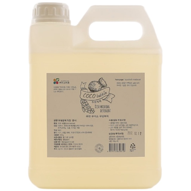 [코코넛 오일 100%] 코코버블 천연 주방세제 대용량 리필 4.5kg, 4.5kg, 1개 37,000원
