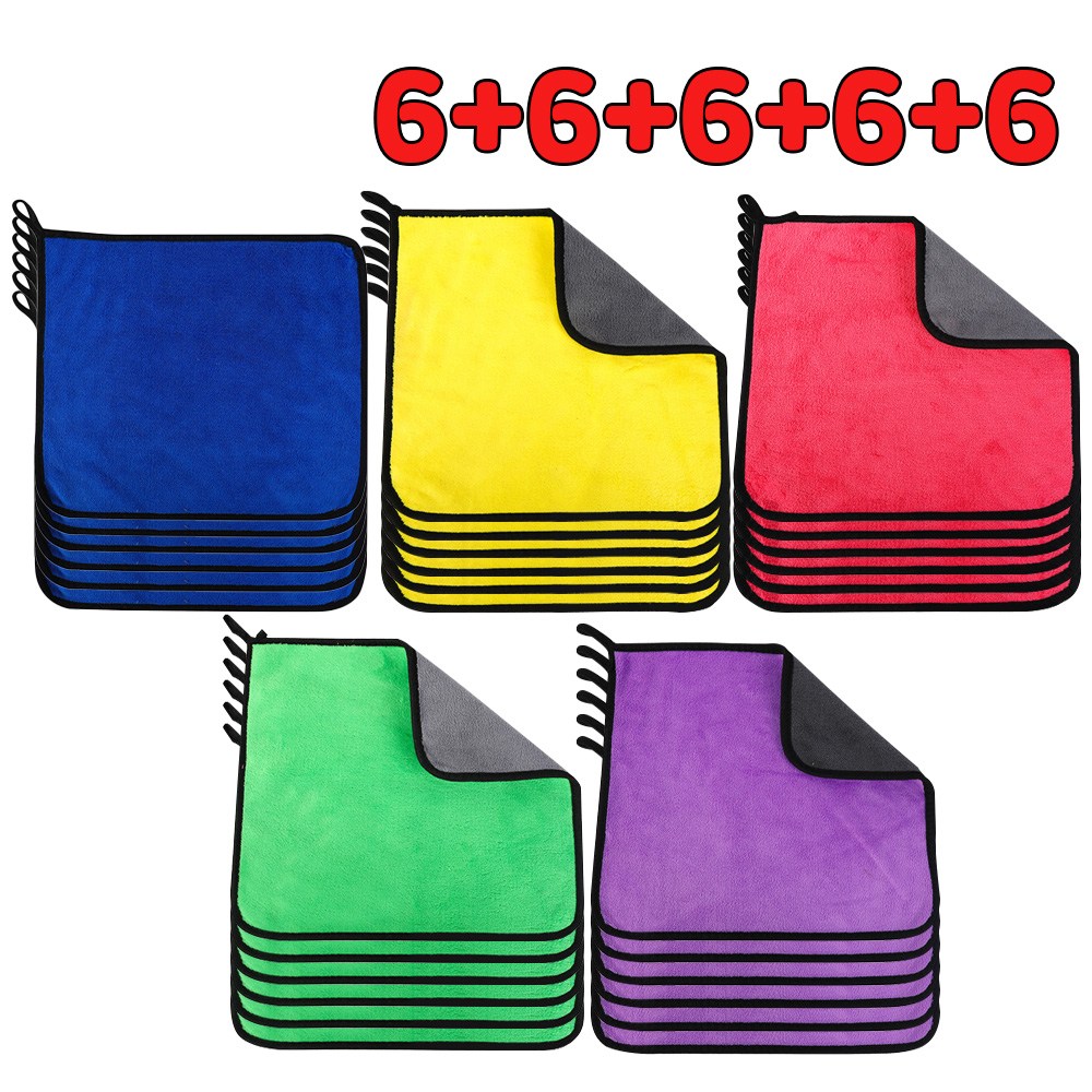 세차타월 세차용 타월과 차량 청소용 천은 얼룩을 남기지 않으며 세차타올 양면으로 도톰한 산호 양털 소재로 제작되었습니다, 30개, 보라색-노란색-파란색-초록색-분홍색 30x40cm 25,990원