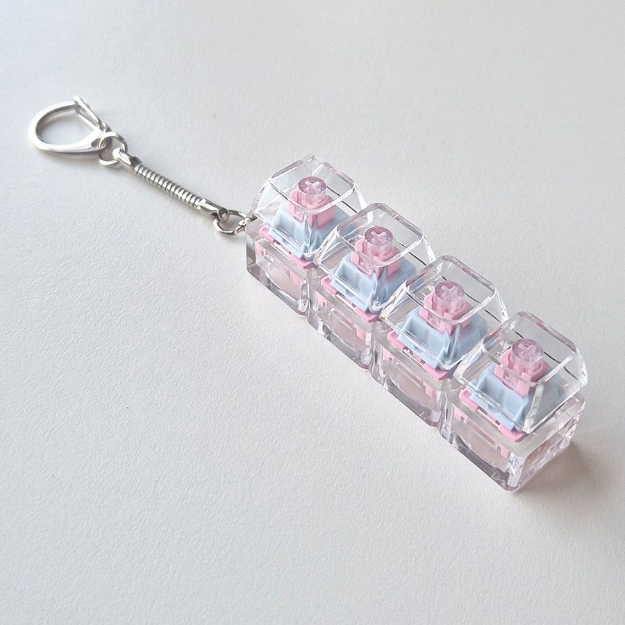 골드디자인 클릭커 키보드 키링 4구 키캡 딸깍이 스위치 블럭 키홀더 가방꾸미기 스트레스해소 귀여운 선물템, 1개, 02.핑크4구 4,500원