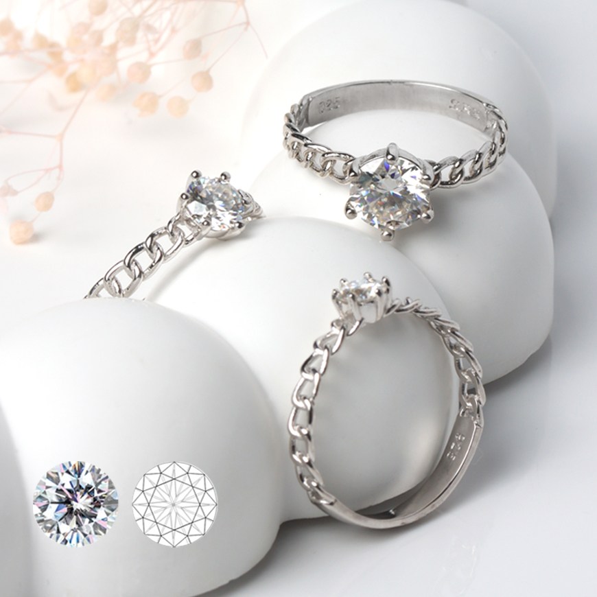 오로프 925 모이사나이트 다이아 실버 3부 5부 1캐럿 순은 고방 링 반지 GRA 보증서 61,000원