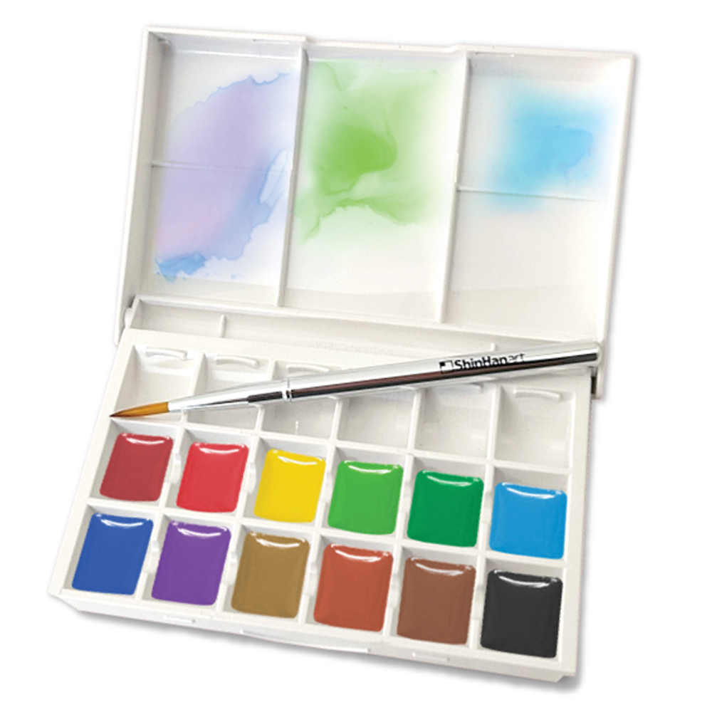 신한화구 최고급 수채화 PWC 하프 팬 고체 물감 + 6칸 세트, 1.5ml, 12색 50,070원