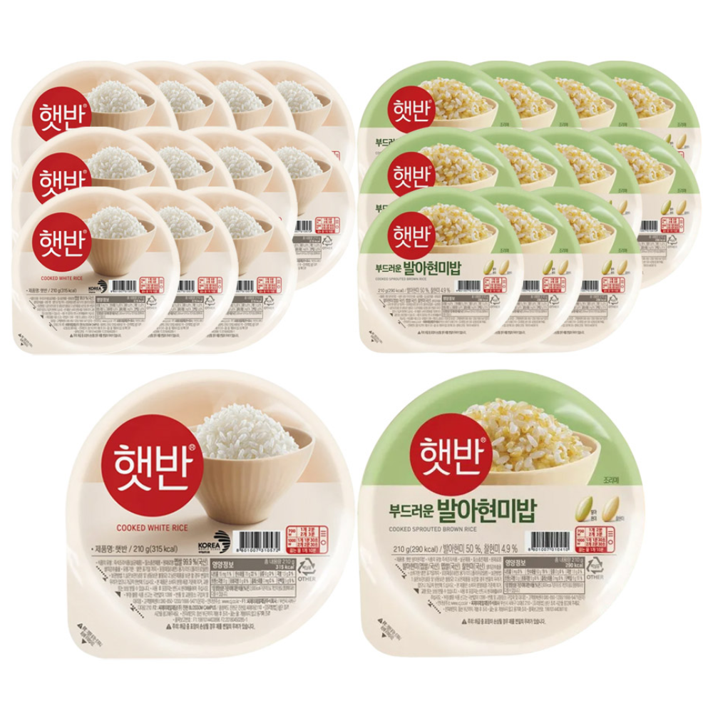CJ 햇반 210g 혼합 24개 (백미밥+발아현미밥 각 12개), 1박스, 5.04kg 34,740원