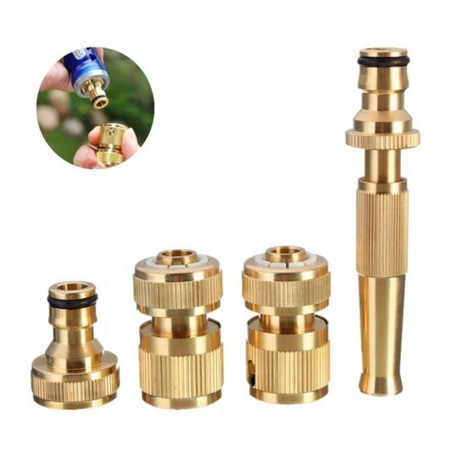 황동 호스 커넥터 4종 세트 - 수도 연결 아답터 & 스프레이 노즐 - 1세트 구성 15,060원