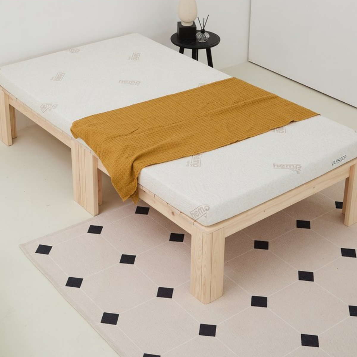 바르숲 고급무절 무헤드+벨벳럭스 편백나무 원목 침대 프레임 토퍼 매트리스 1,407,000원