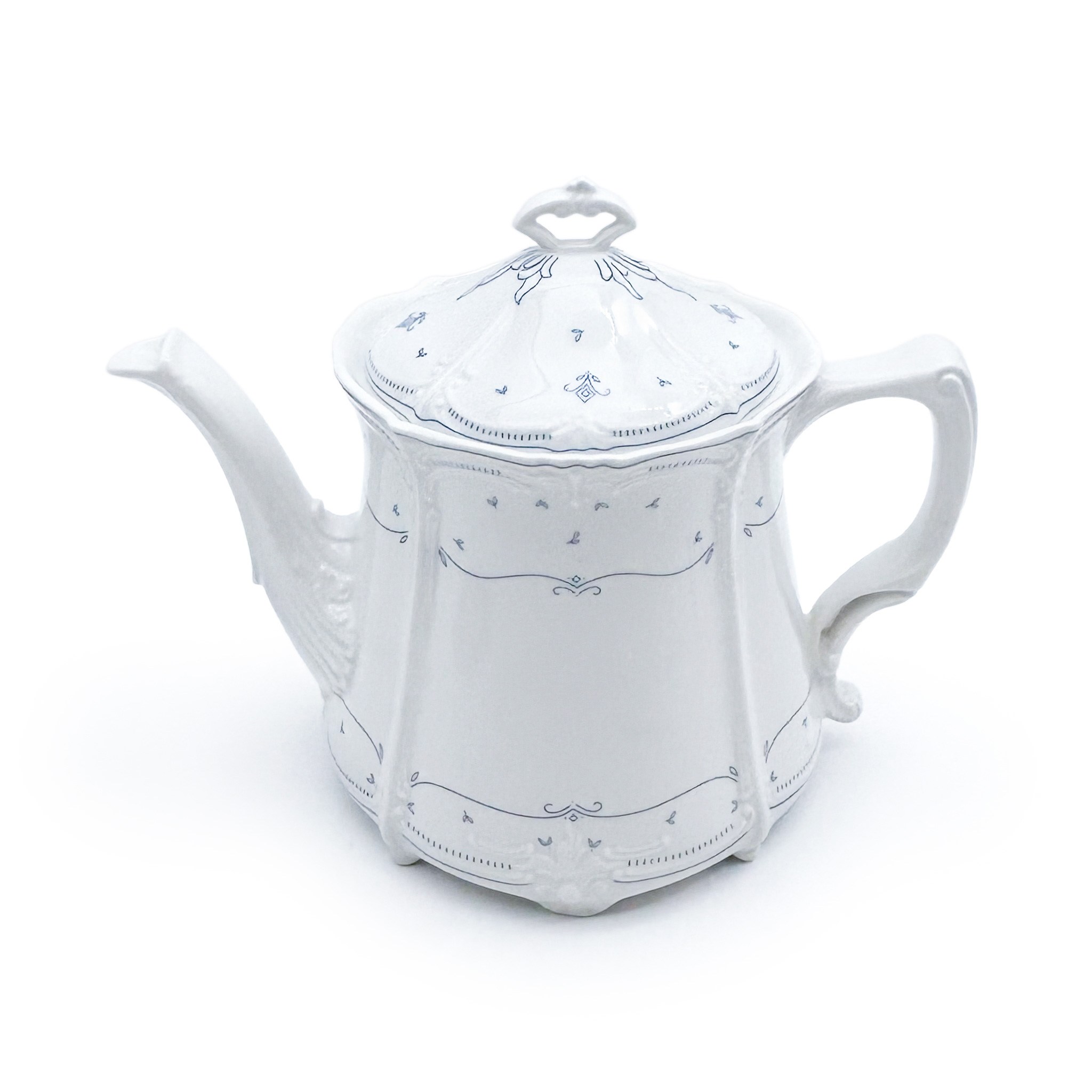 Antique 티첸로이터 플뢰르 드 리스 티팟 독일 앤틱 빈티지 명품 도자기 티포트 티타임 브런치, 1개, 1L, 화이트+패턴 239,000원