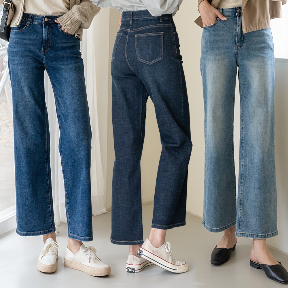 앤더데이 여성용 군살싹 절개 쫀쫀스판 세미 와이드진 키큰키작 팬츠 30,900원