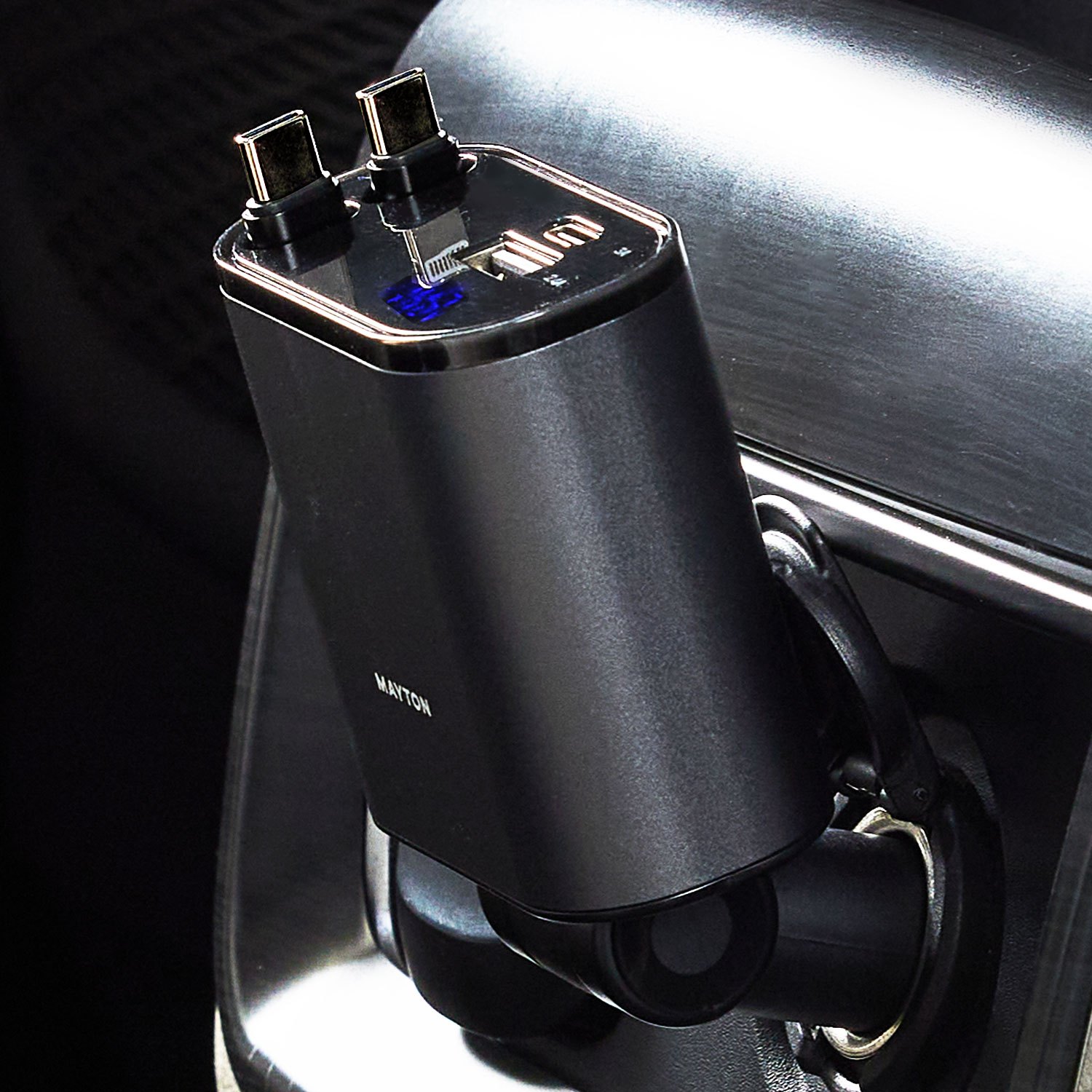 메이튼 4in1 릴타입 차량용 고속 충전기 C to C, PT16-2, 실버그레이 15,900원