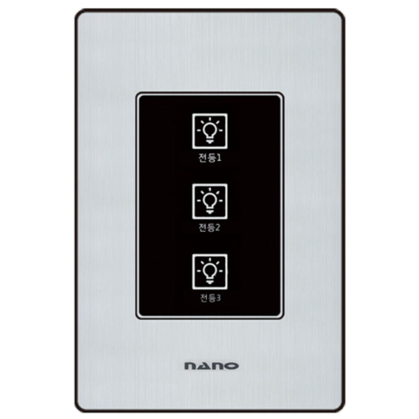국산 (주) 나노 무선 터치 아트2 스마트 전자식 스위치 3구 블랙(리모컨 별도구매) 36,500원