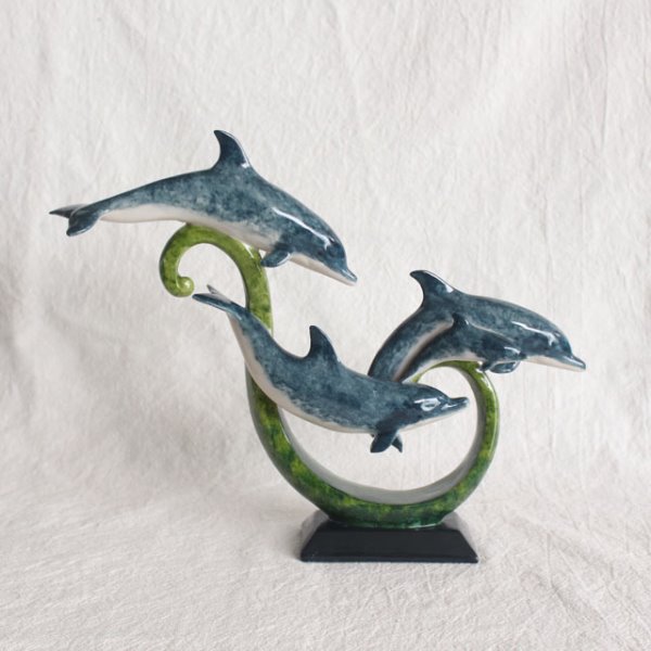 푸른돌고래 세마리 돌고래 장식품 풍수 인테리어 돌고래 장식 소품 집들이 개업 이사 선물 50,000원