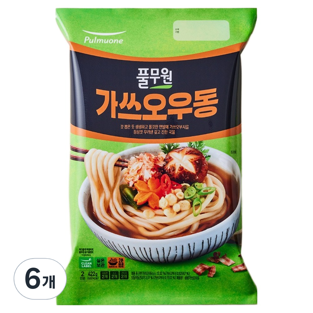 풀무원 가쓰오우동 2인분, 422g, 6개 30,800원