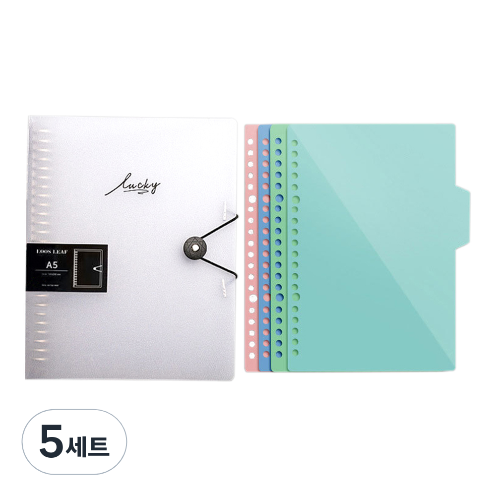 코히모 O링 단추형 파일 바인더 A5 20공 + 책갈피 세트 4W146, 반투명, 5세트 22,000원