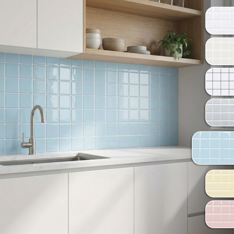 샤인홈리빙 DIY 입체형 접착식 데코타일 시트지 주방 욕실벽 셀프인테리어, 3D 무드타일_캄블루10P, 현재가 28,500원