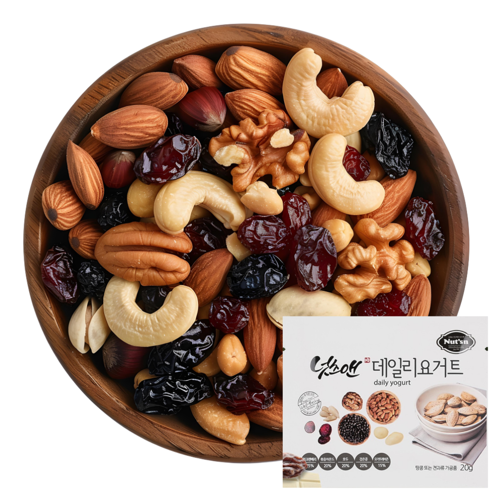 다이어트 건강식 하루한줌견과 견과믹스 믹스넛 너츠앤 데일리요거트 60봉, 60개, 20g 38,400원