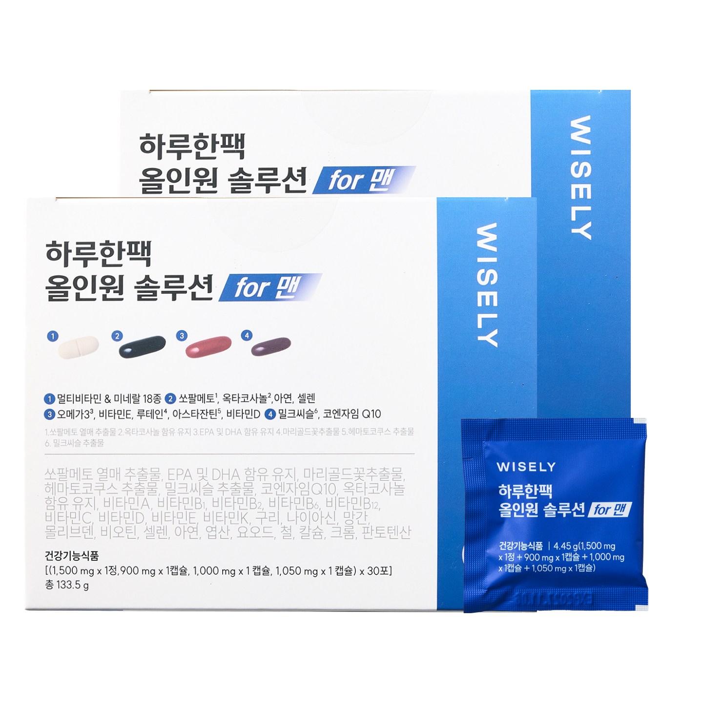 와이즐리 하루한팩 올인원 쏘팔메토, 밀크씨슬, 오메가3, 멀티비타민 포맨, 2개, 30회분 44,900원