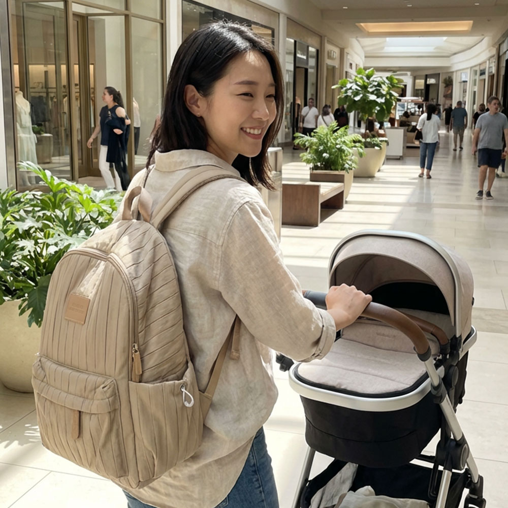 제이로이 기저귀 가방 백팩 수납 많은 초경량 가벼운 대용량 방수 아기 산모 선물, 카키 19,800원
