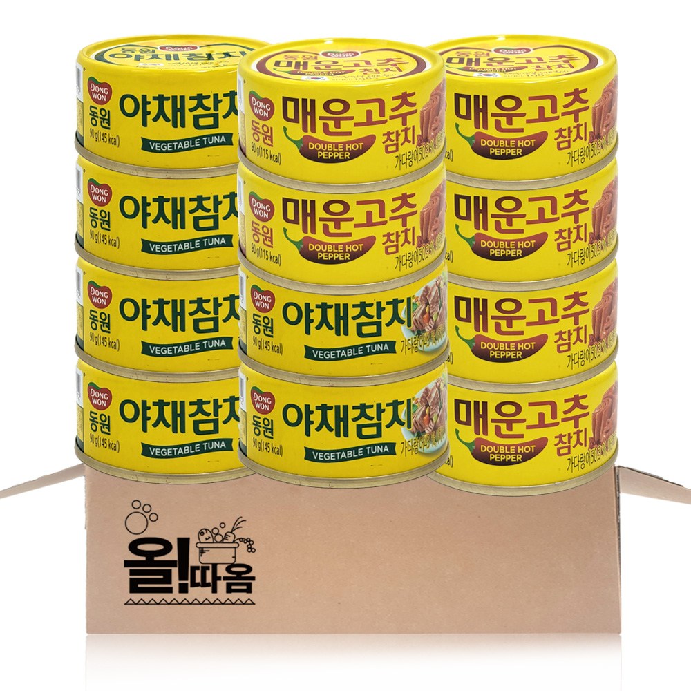 동원 참치 2종기획세트 2호(야채참치 90g 6개 +매운고추참치 90g 6개 ), 1세트, 1.08kg 27,980원