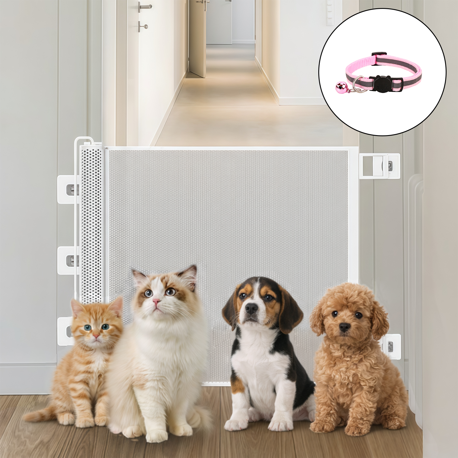 VEXLORA 슬라이딩 반려동물 안전문 무타공 메쉬 펜스 길이조절 베란다 현관 강아지 고양이 출입문 가림막 14,900원