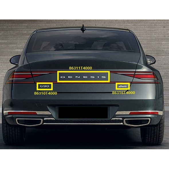 제네시스G90 RS4 후면 엠블렘 / 제네시스 레터링 86311T4000 / AWD엠블렘 86316T4000 / G90엠블렘 86310T4000 /순정부품/ 세트상품 X 9,280원
