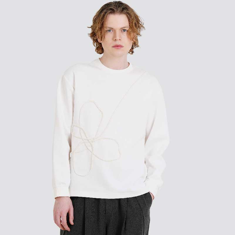 핸드 트리밍 자수 남자 라운드 긴팔 티셔츠 CXS25FKRT904 IVY 63,990원