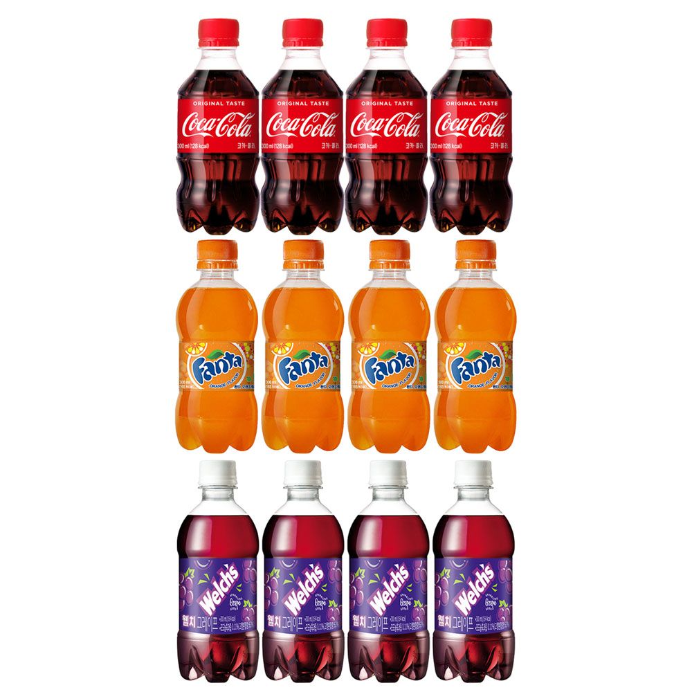 환타오렌지 코카콜라 웰치스포도 300ml 3종세트 12병 1EA 15,440원