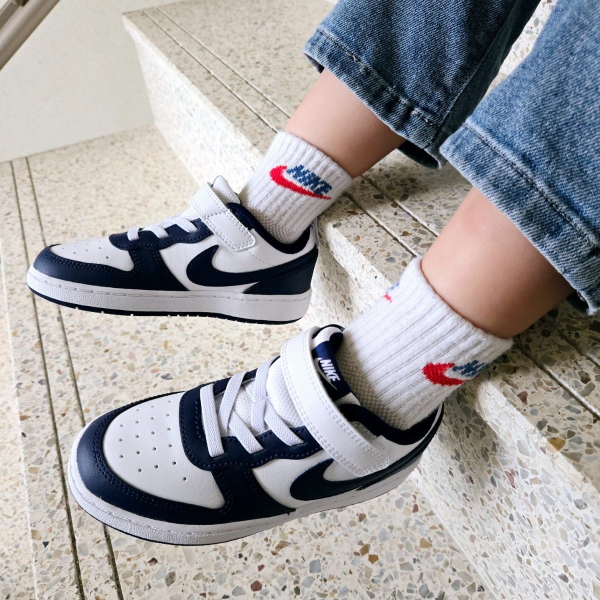 나이키 키즈 코트버로우2 화이트블루 깔끔한 스니커즈 얼룩지우개 증정 50,000원