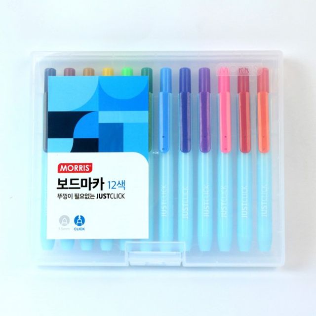저스트클릭 화이트보드마카S 12색세트 1.0mm 모리스 보드 칠판 화이트 수성 매직 메모 수업 학교 미팅 21,500원