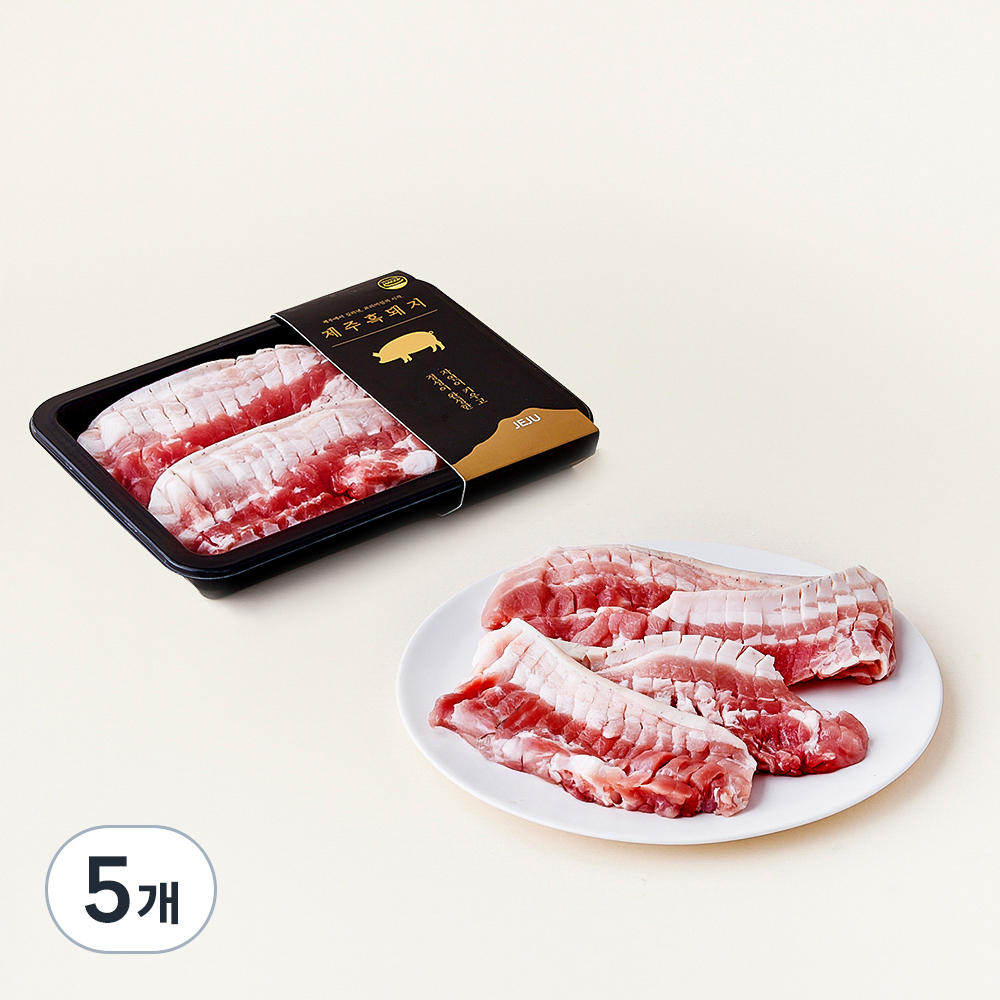 [로켓프레시] 제주 흑돼지 미박칼집삼겹살 (구이용) 500g, 500g, 5개 150,100원