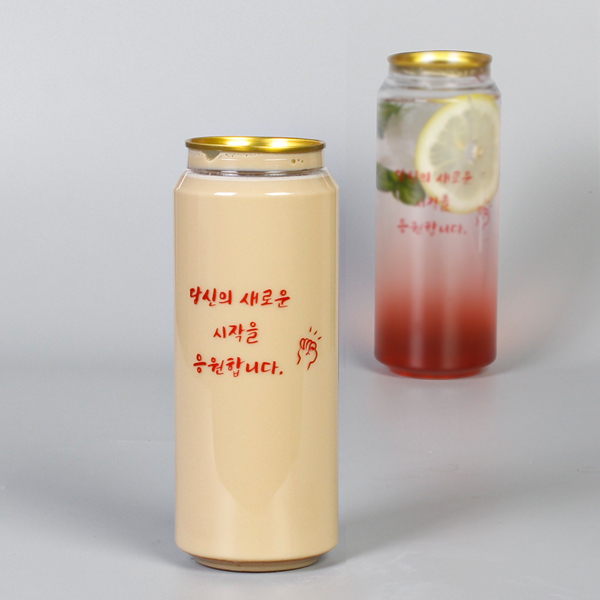 국산 페트캔 500ml  투명 플라스틱 음료배달용 캔시머 공캔 100개 응원합니다 뚜껑미포함 28,400원
