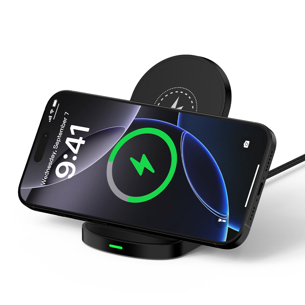 ANNIBER Qi 15W C타입 듀얼코일 고속 무선충전기 거치대 아이폰17/16/15 갤러시 Z플립7/6/5/4/3 Z폴드7/6/5/4/3 버즈 에어팟 프로 호환 16,990원