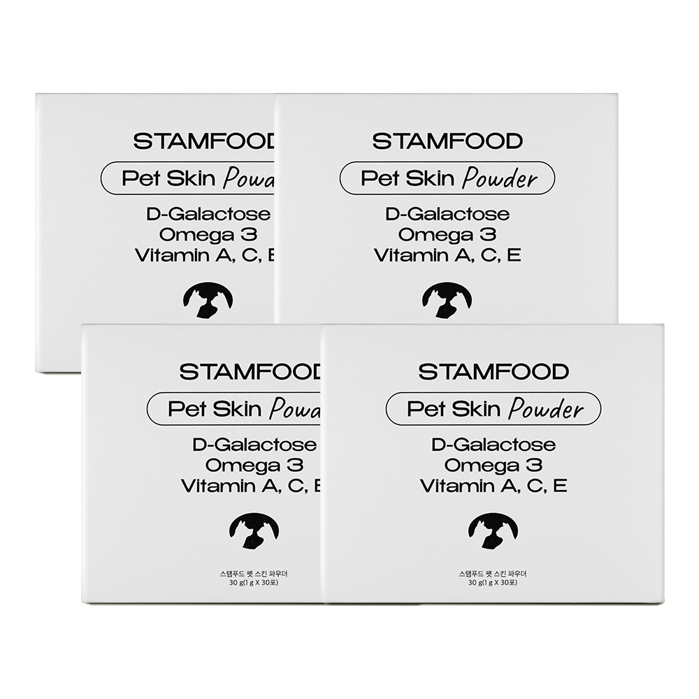 스탬푸드 펫 스킨 파우더 강아지 피부영양제 곰팡이성 피부염 아토피 고양이 피부병 종합영양제, 30회분, 피부/피모+알러지, 4개 109,000원