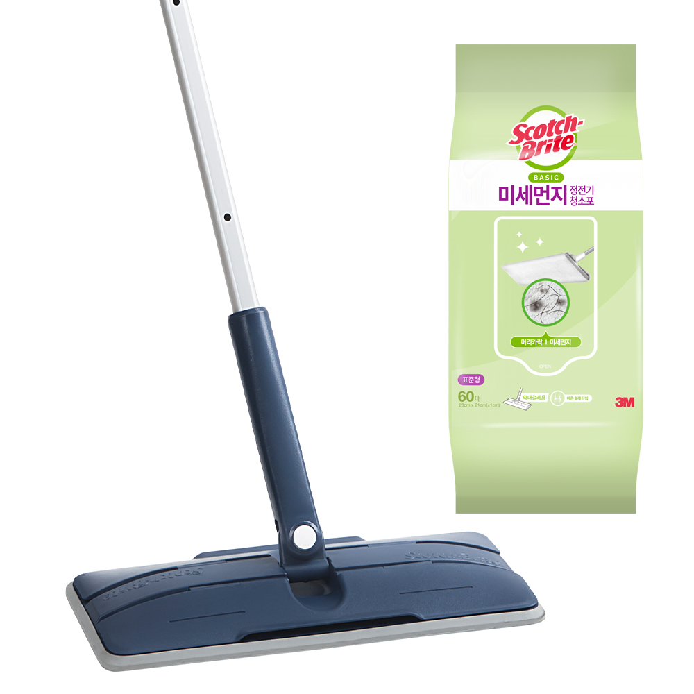 스카치브라이트 올터치 더블액션 막대걸레 블루 +베이직 미세먼지 정전기 청소포 60매 35,910원