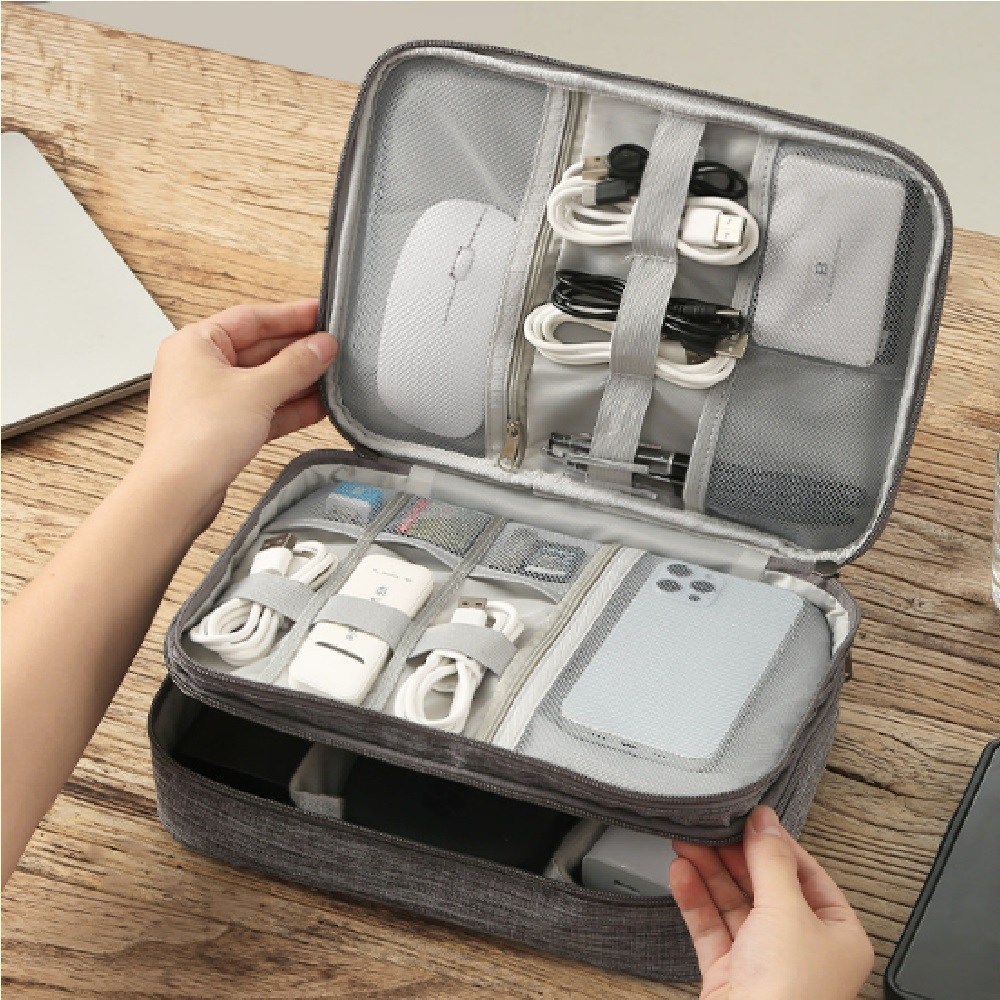 리브온 케이블 정리함 충전기 파우치 오거나이저, 블랙, 1개 6,000원