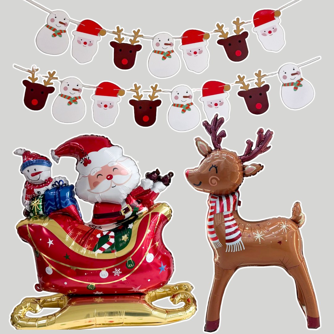 쏙쏙마켓 크리스마스 가랜드 대형 풍선 세트 스탠딩에어벌룬, 1개, 가랜드x썰매산타x스탠딩루돌프 15,900원
