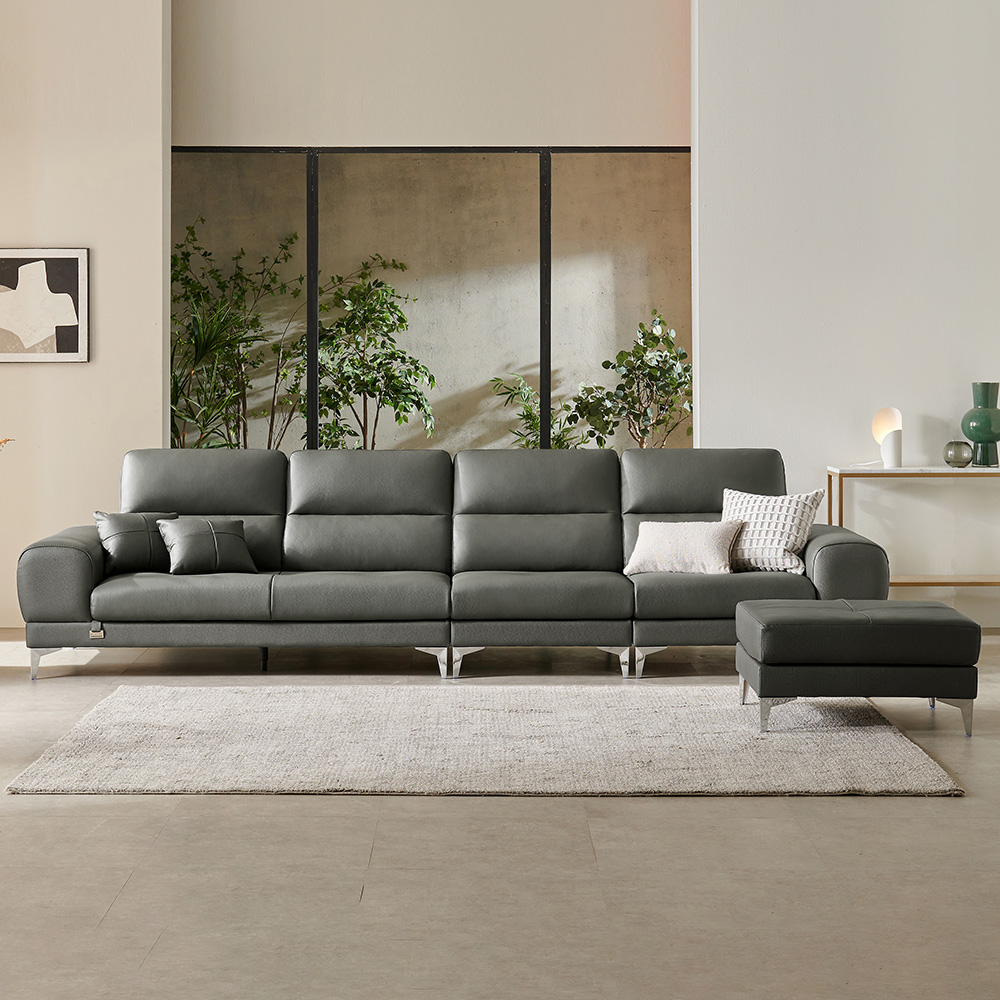 클레이 천연통가죽 6인용 소파 + 스툴 세트 방문설치 2,026,000원