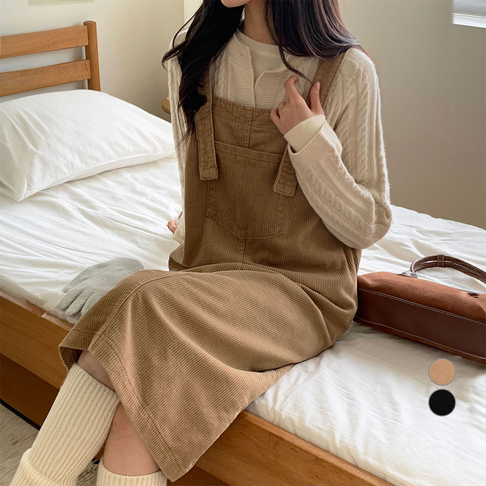 아피나르 여성용 코듀로이 멜빵 롱 원피스 22,130원