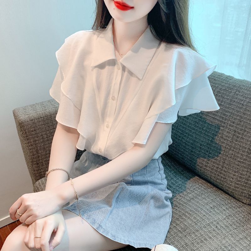 MIREA 여성 셔링 프릴 블라우스 레이어드 러플 반팔 봄여름 데일리 CTX19 15,900원