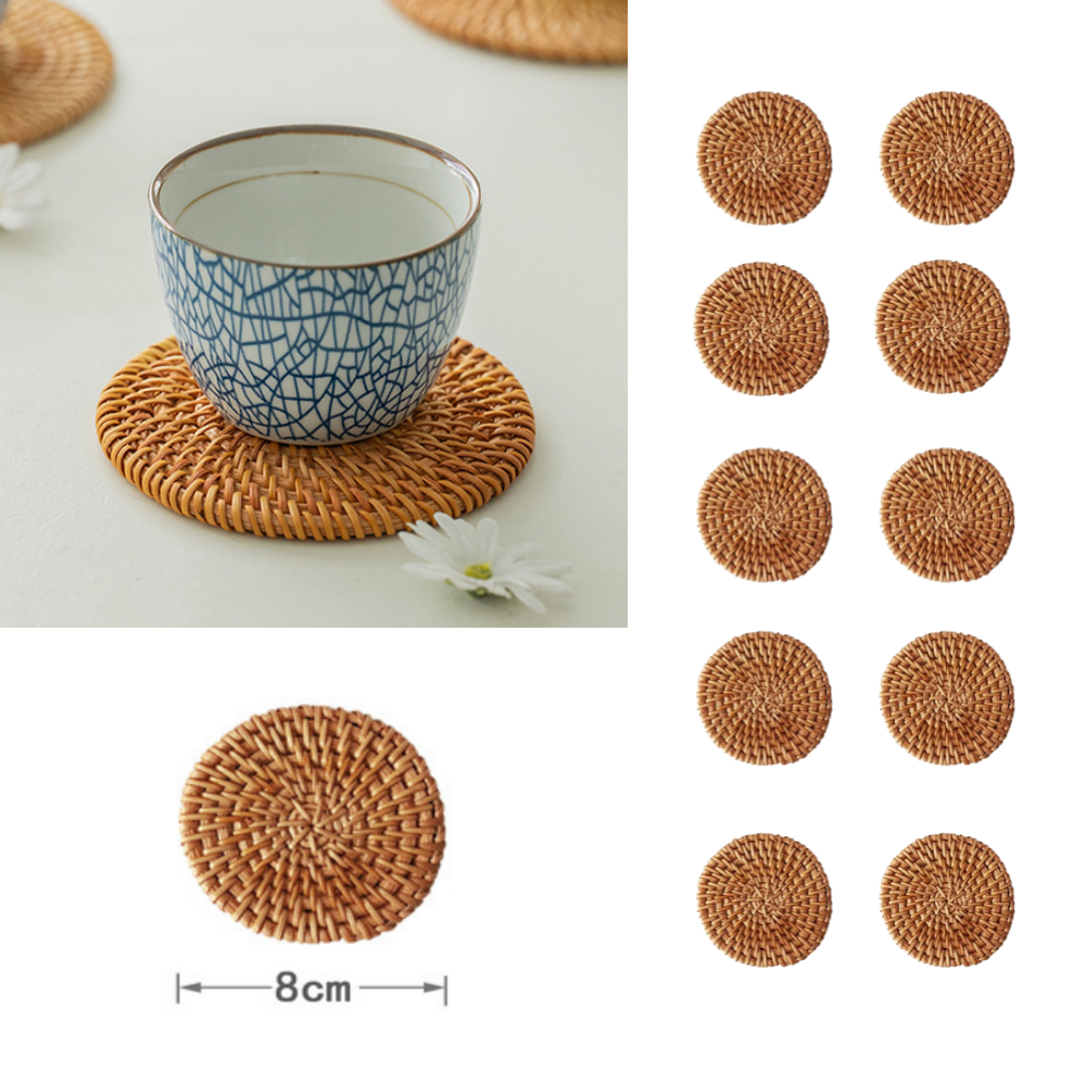 에버샵 라탄 원형 컵받침 홈카페 티코스터 10개입 15,400원