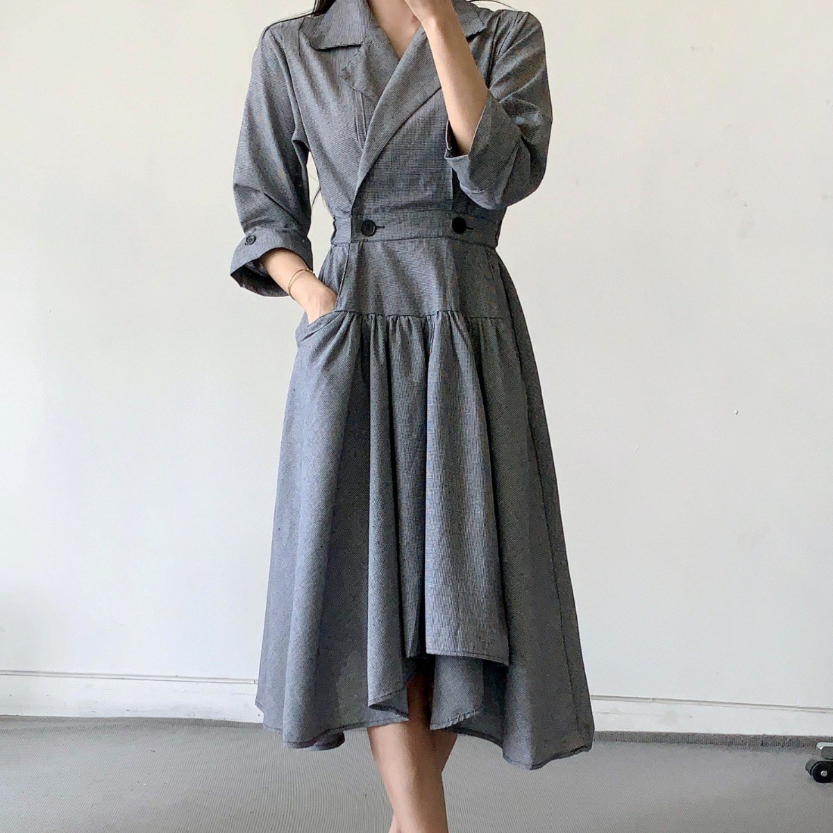 [마켓제이MARKETJ] 더블 랩 언발 원피스 50,900원