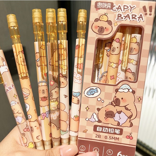 카피바라 샤프 0.5mm 노크식샤프 6자루세트 팬시 연필 학교선물 6,500원