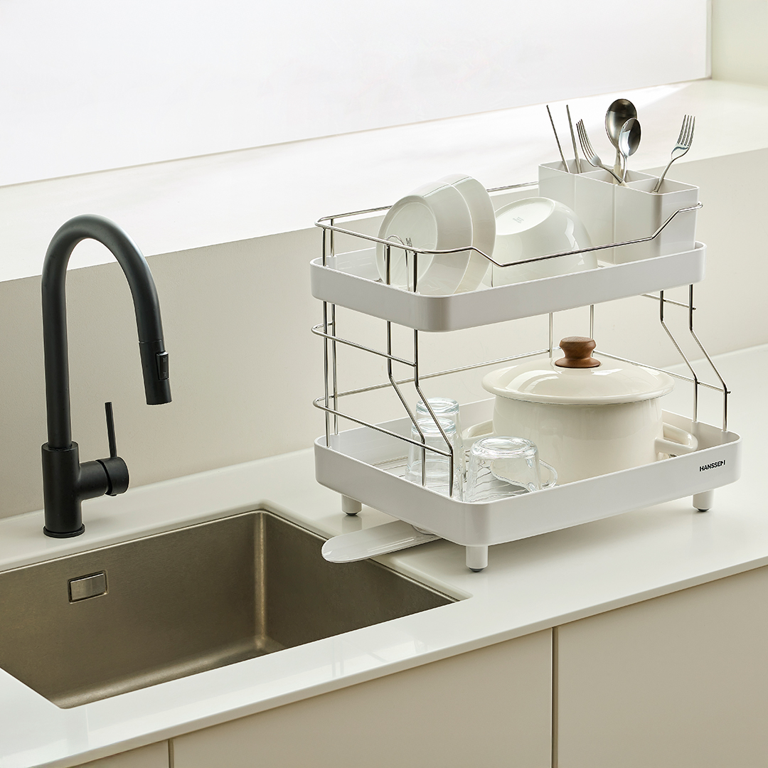 한샘 베이직 플러스 식기건조대, 2단, 화이트, 1개 77,900원