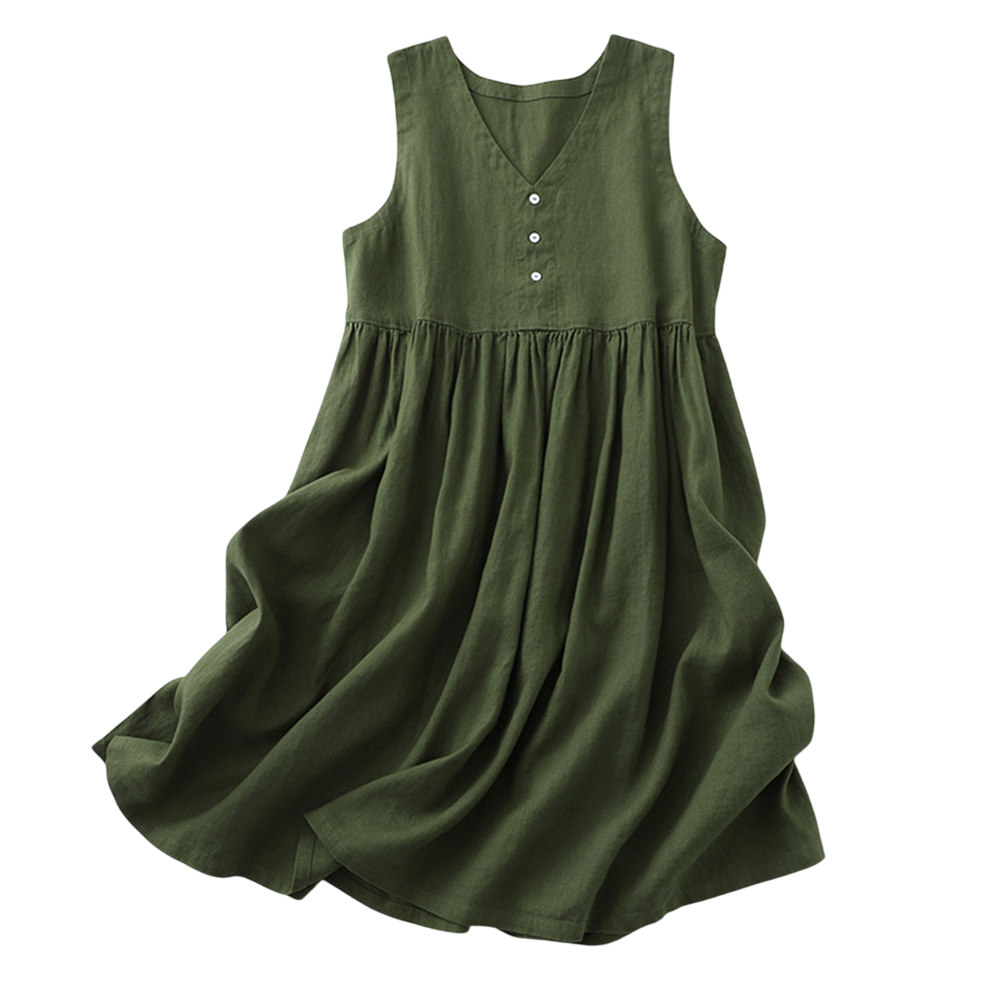 보씨엘 여름 린넨 마 원피스 브이넥 나시 미디 원피스 민소매 루즈핏 19,900원