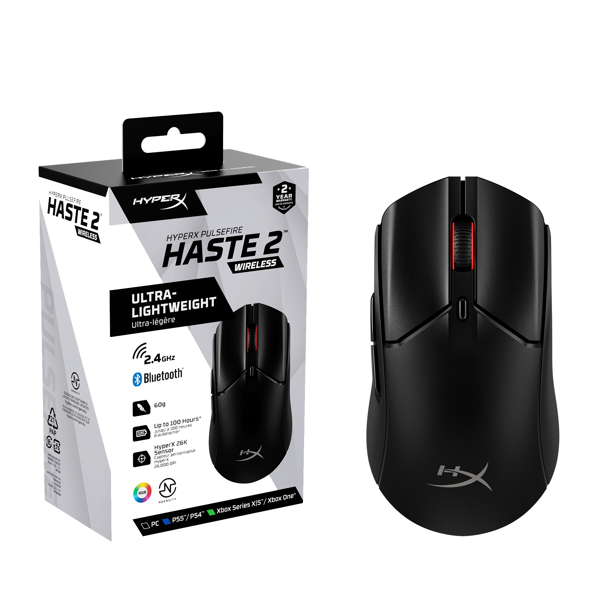하이퍼엑스 펄스파이어 헤이스트 2 무선 게이밍 마우스 89,000원